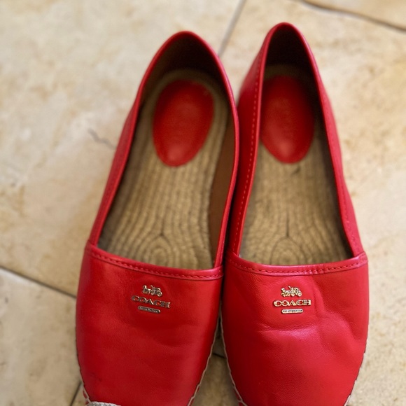 Coach espadrilles women red leather shoes size 8.5 - Picture 4 of 7